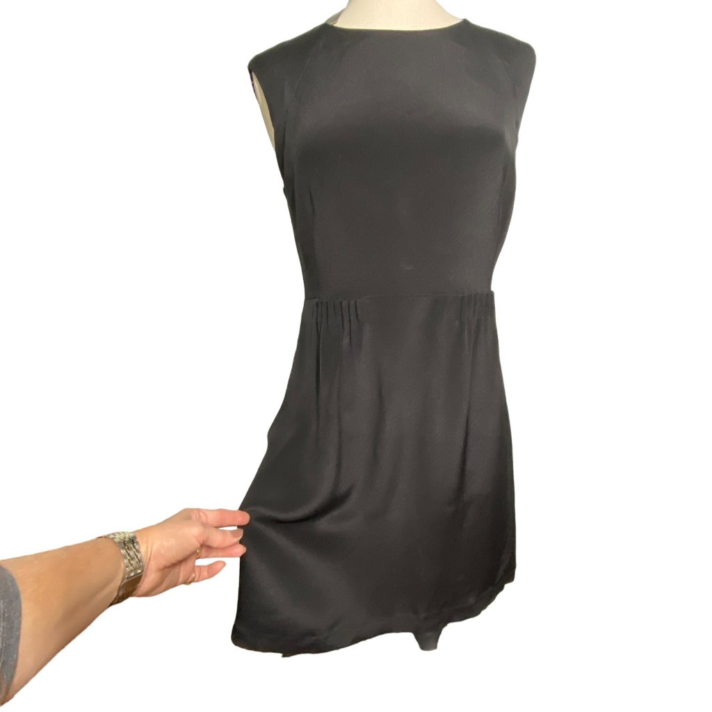 Nwt Theory Shyann 100% Silk Sleeveless Black Dress Pockets Cocktail Med 8
